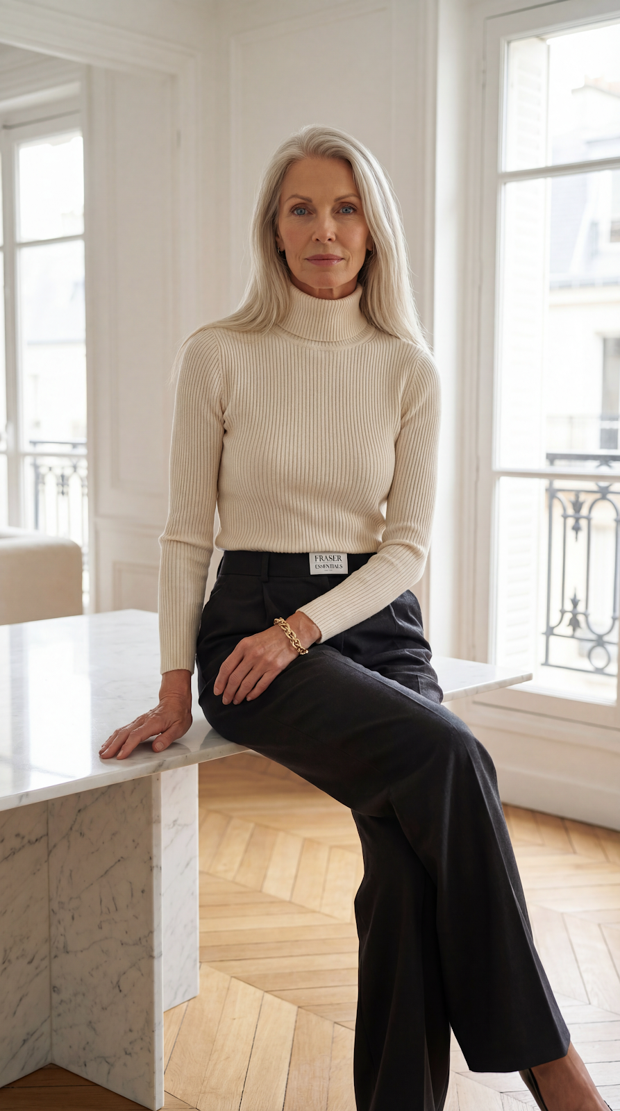 Elena in Fraser Essentials clothing