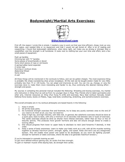 Martial Arts - Bodyweight Exercises - Compiled Version Of Matt Fureys Books