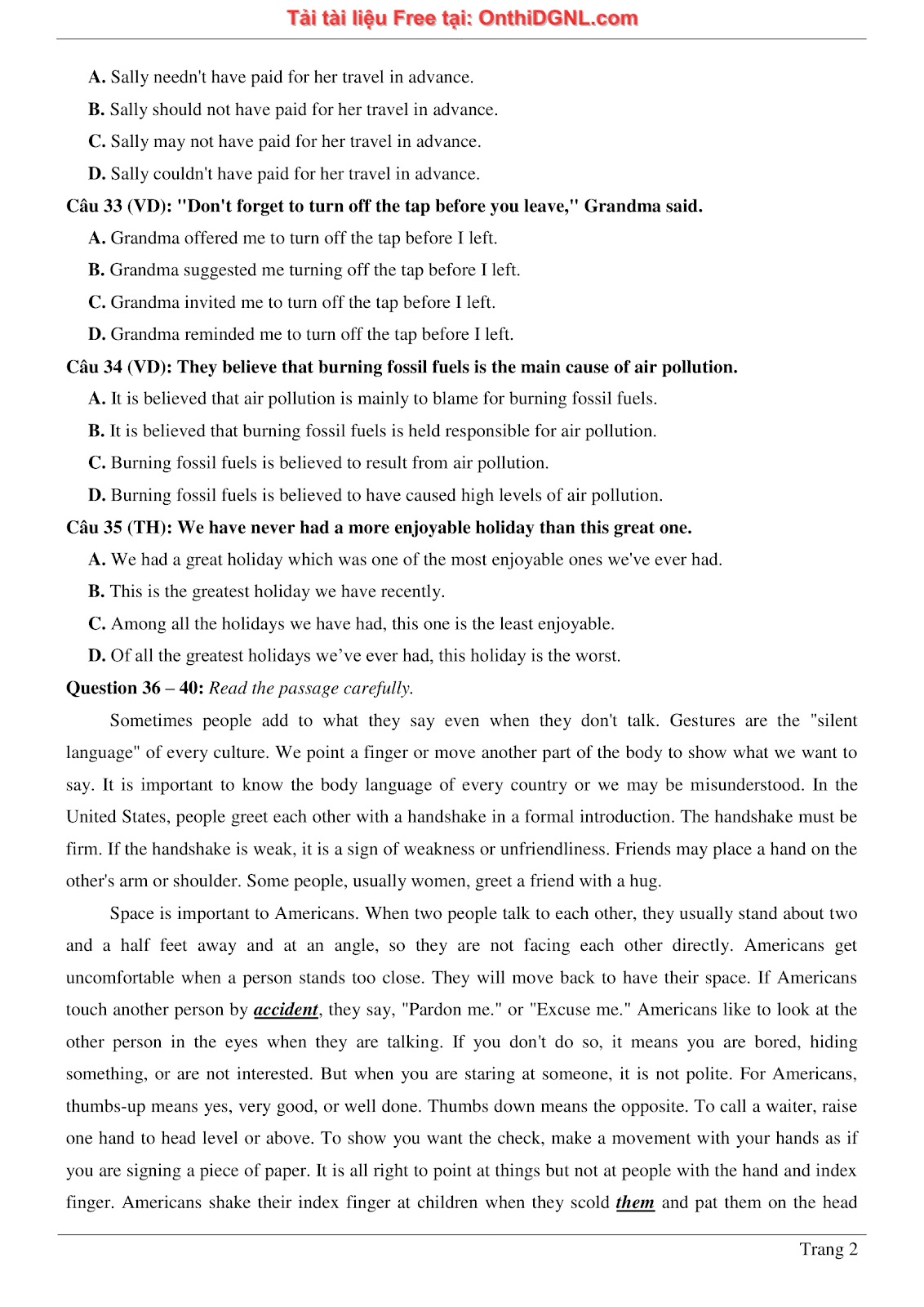 800 bài tập môn Tiếng Anh - Ôn thi ĐGNL ĐHQG TP HCM Phần 13