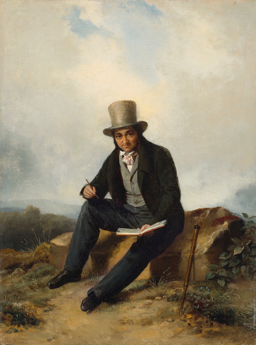 André Jolivard seated in a Landscape