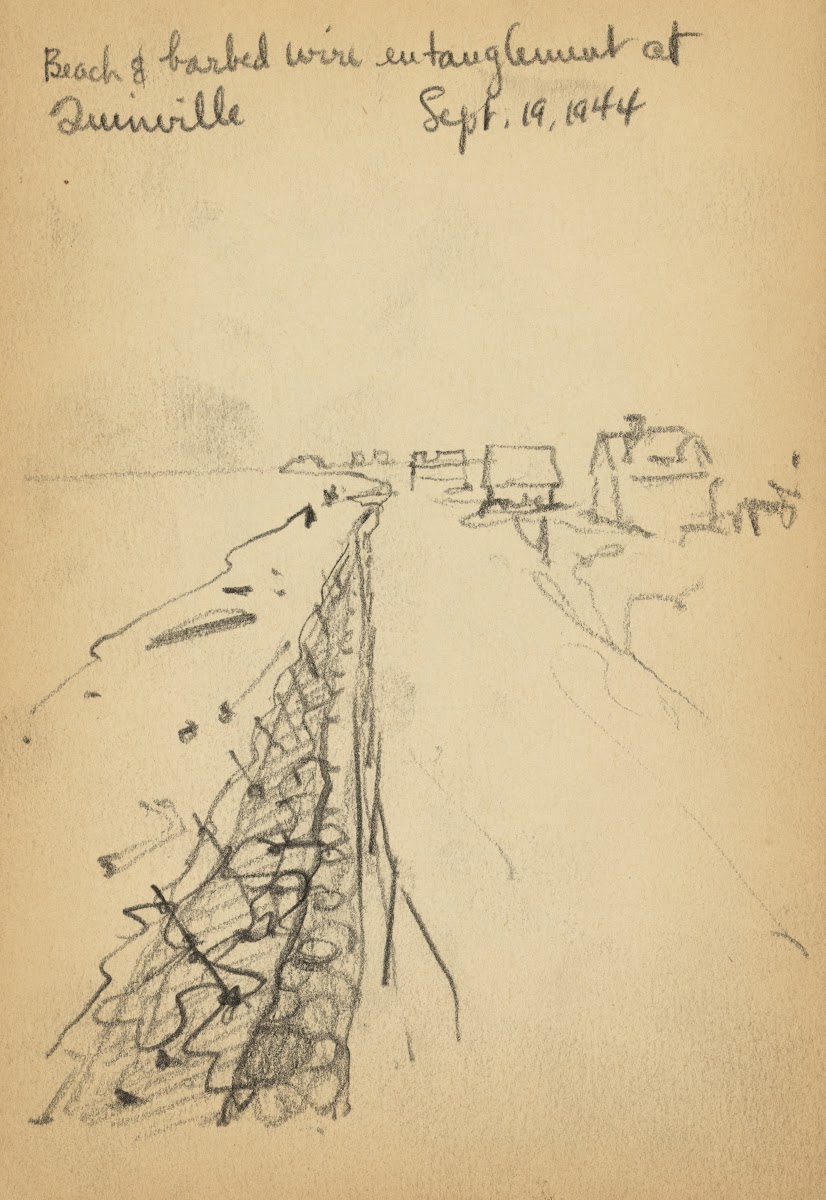 Beach  barbed wire entanglement at Quinéville 1944