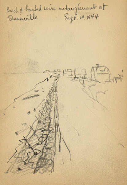 Beach  barbed wire entanglement at Quinéville 1944