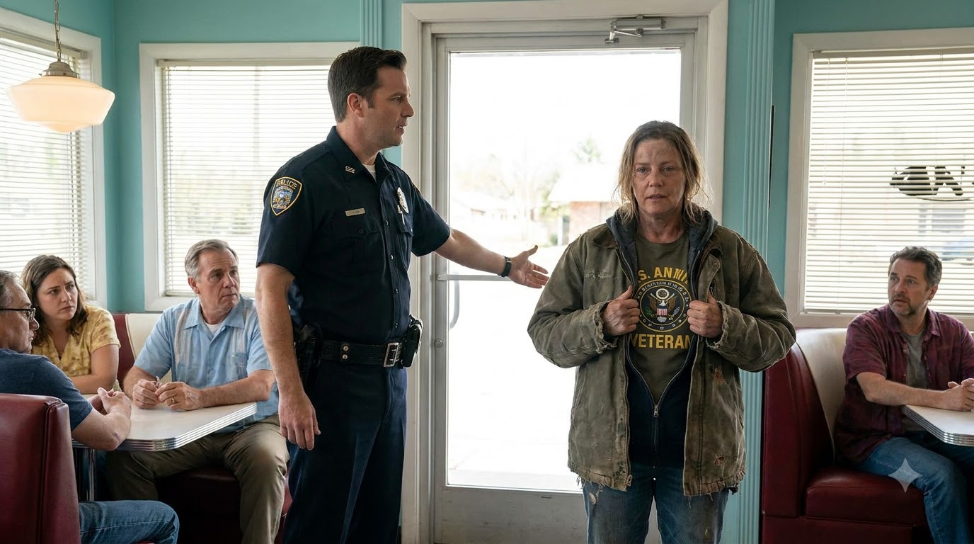 The Officer Ordered Her Out Of The Diner—Then She Opened Her Jacket
