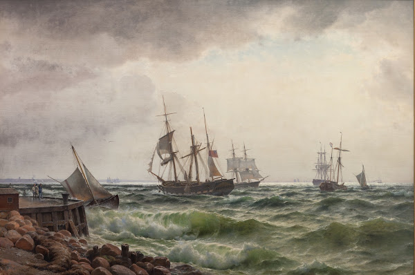 Skibe under land efter en byge 1867