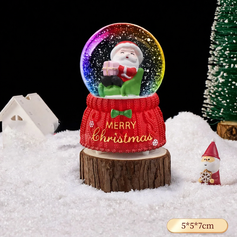 Snow globe music box with lighting and snow effect