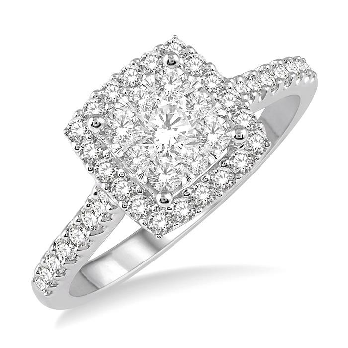 Cushion Shape Halo Lovebright Essential Diamond Engagement Ring