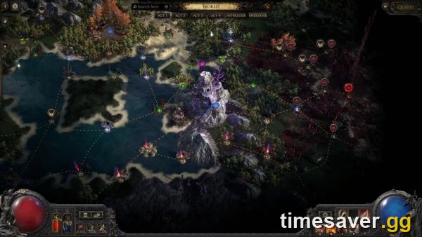PoE2 Atlas map view — Breach map nodes cluster around the Monastery of the Keepers; you route your Breach tablets across connected maps here