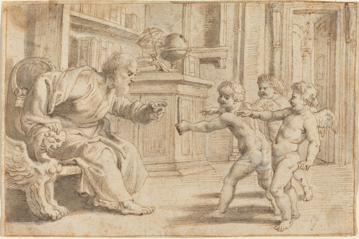 Putti Testing a Mans Perception of Depth c 1613