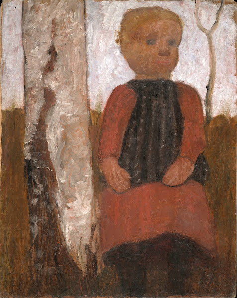 Girl in a red dress circa 1905