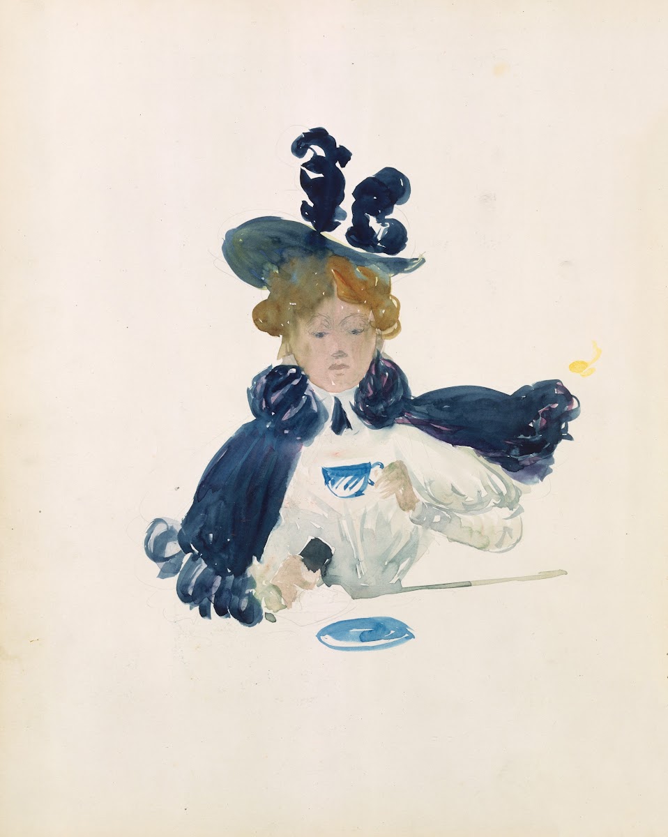 A woman drinking from a cup 18951897