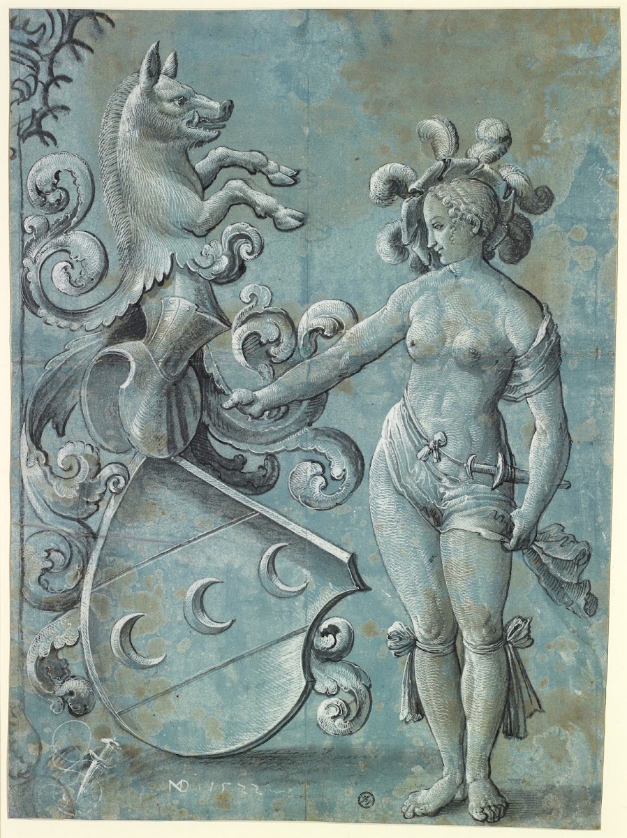 Scheibenriss mit dem Wappen der Familie von Goldenberg 1522