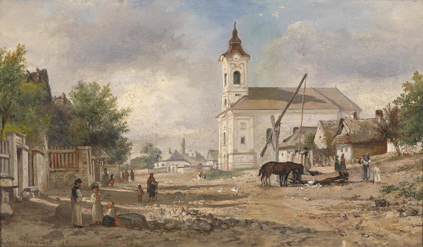 Kirchvorplatz mit Brunnen 1878