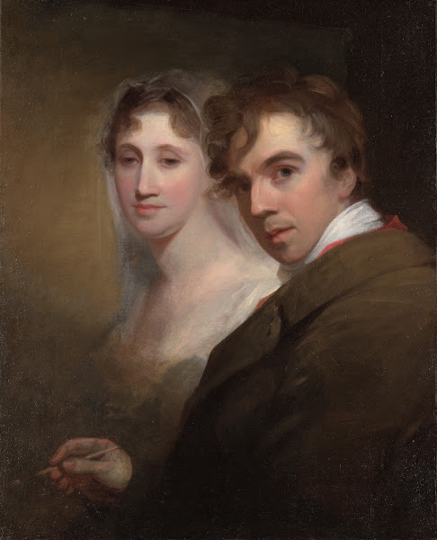 Self Portrait of the Artist Painting His Wife Sarah AnnisSully ca1810