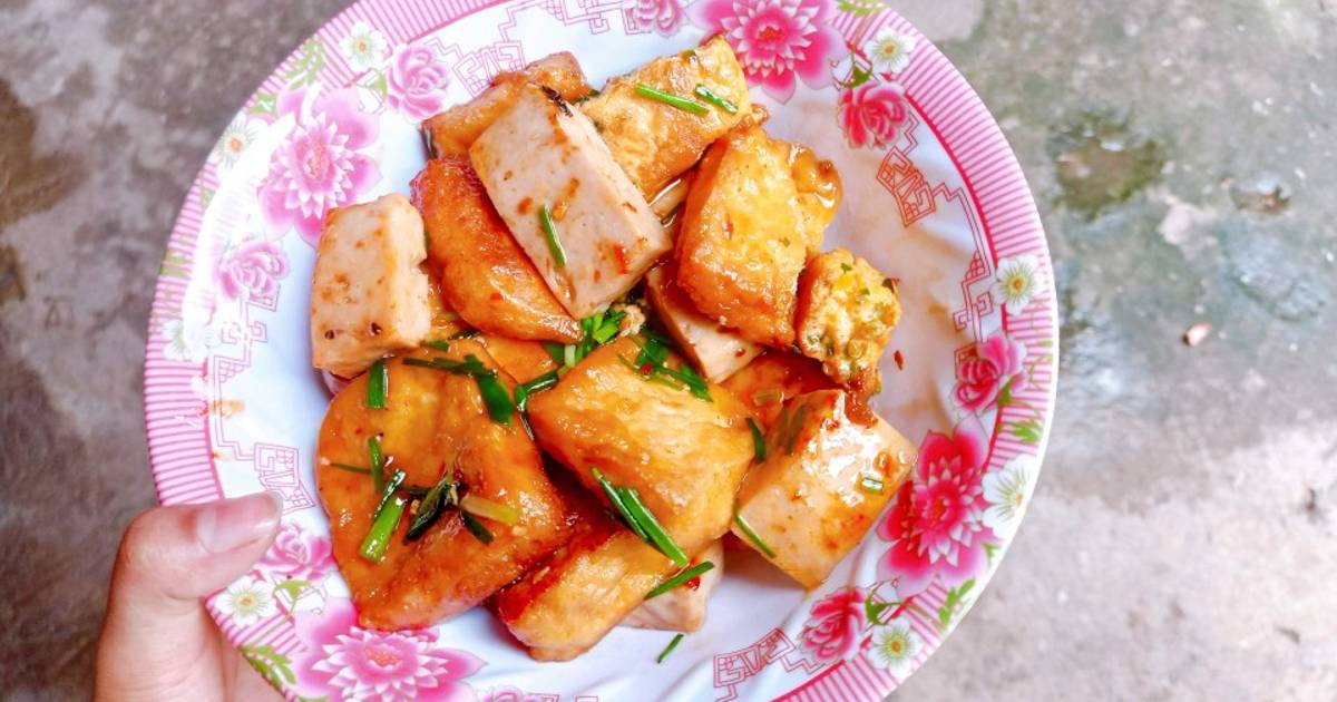 Đậu phụ giò nạc sốt mắm ớt