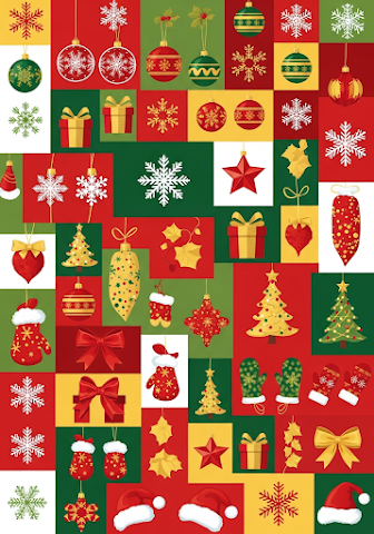 Festive Christmas Motif Grid Collage