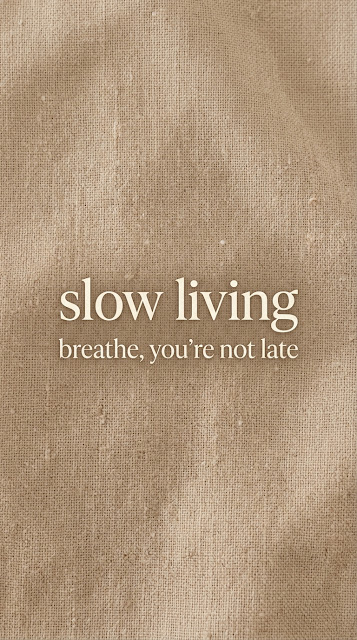 Minimalist Slow Living Quote Linen Background - Free mobile Wallpaper
