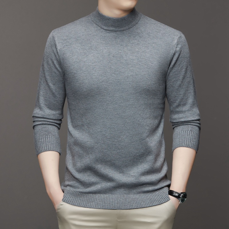 Men's knitted sweater, stand-up collar, slim fit