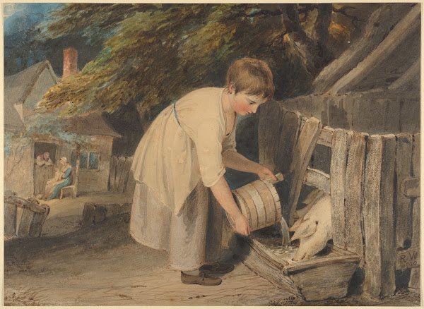 Girl Feeding Pigs 1800