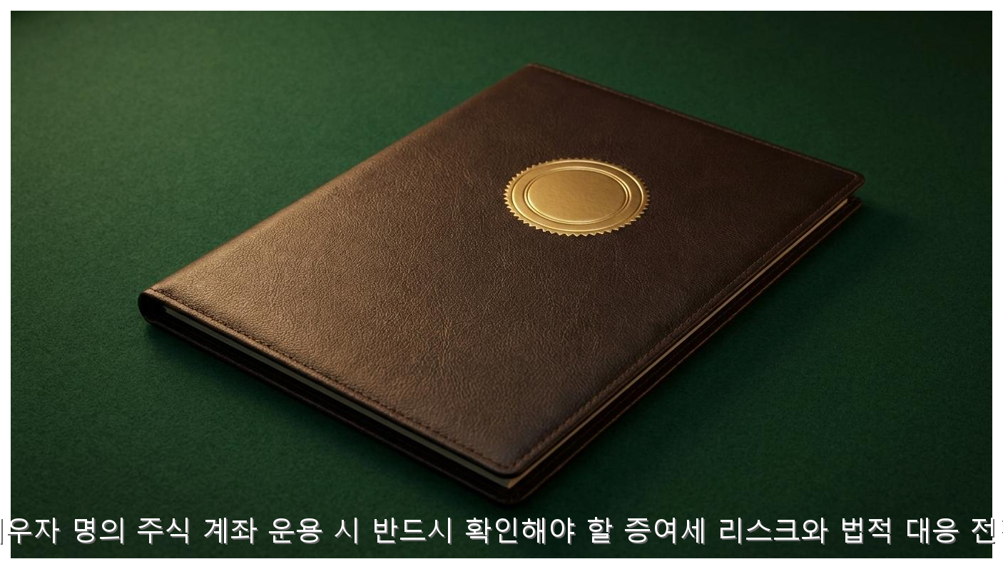 배우자 명의 주식 계좌 운용 시 반드시 확인해야 할 증여세 리스크와 법적 대응 전략 핵심 안내 및 분석 인포그래픽 (6)