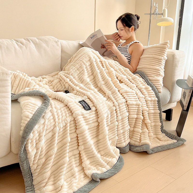 Doppelseitige Kaninchenfell-Fleece-Decke, unter 300 g
