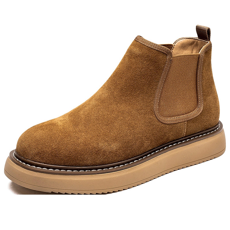 Men's leather boots, suede look, vintage style