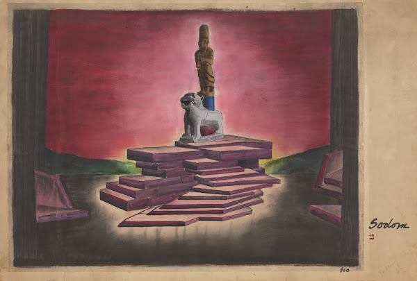 Sodom Statues on a Dais Against Red Sky 1934 1943