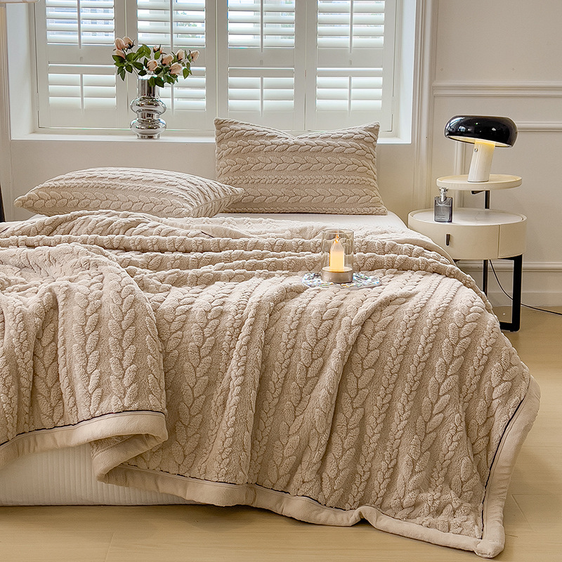 Milk fiber fleece living blanket with ear pattern, various sizes