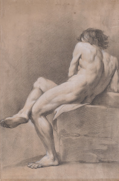 Finished Academy Study of a Seated Male Figure 18th century