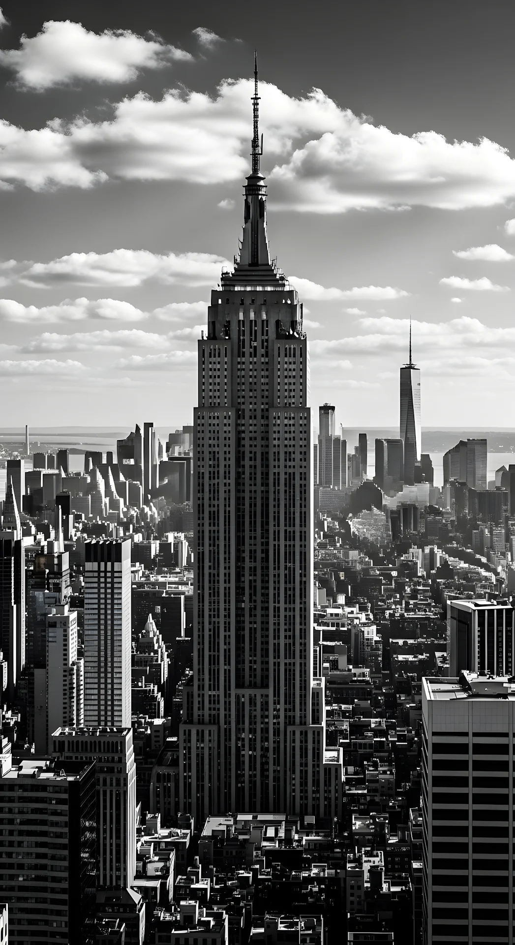 Empire State Building Manhattan Skyline Monochrome View - Free 4K mobile Wallpaper