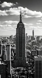 Empire State Building Manhattan Skyline Monochrome View