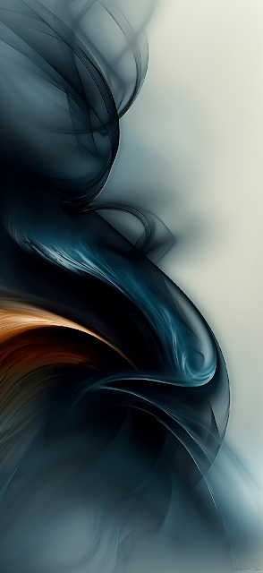Deep Teal Copper Flowing Abstract Fractal Art Vertical Design - Free mobile Wallpaper