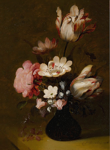 Still Life With Tulips Peonies Anemones Hyacinths And Other Flowers In A Glass V