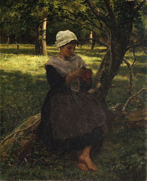 A Peasant Girl Knitting ca 1870