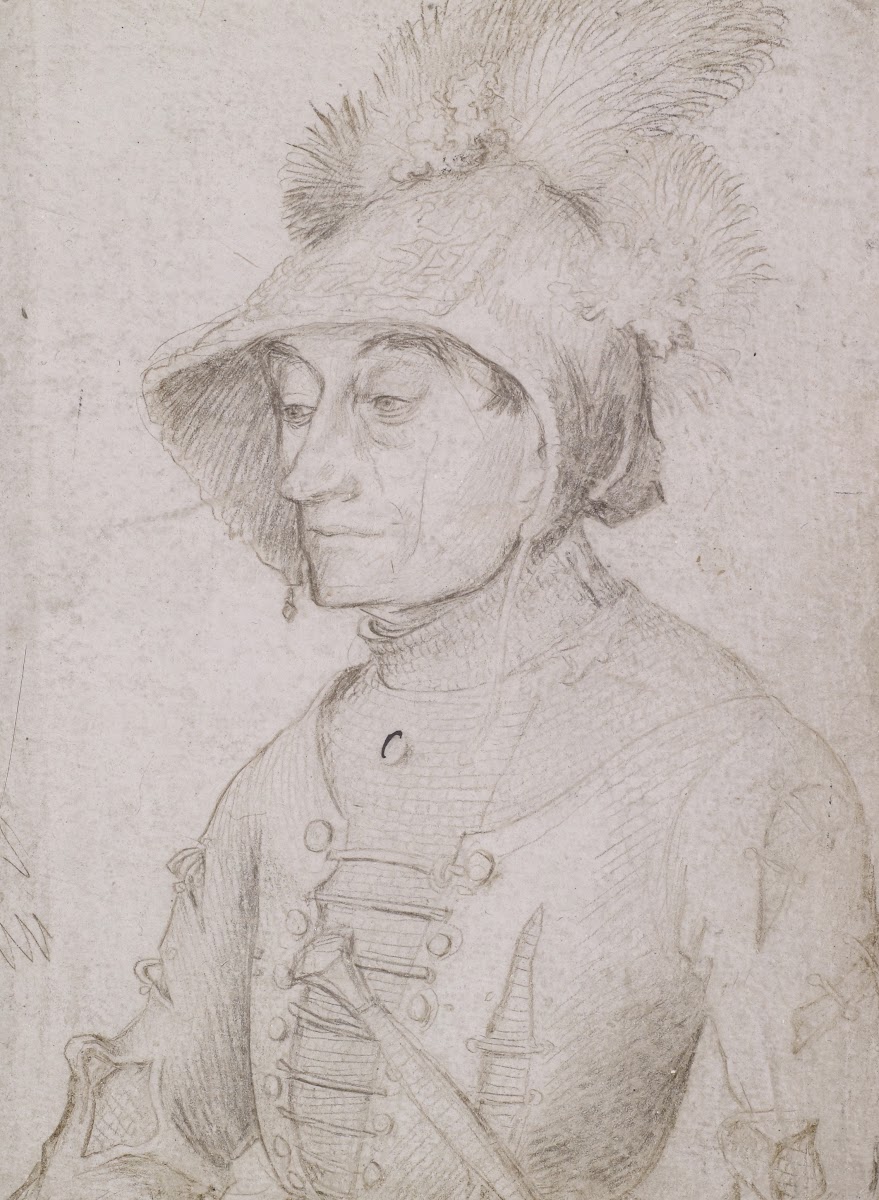 Halbfigurenbild eines Mannes in Reisetracht 1502