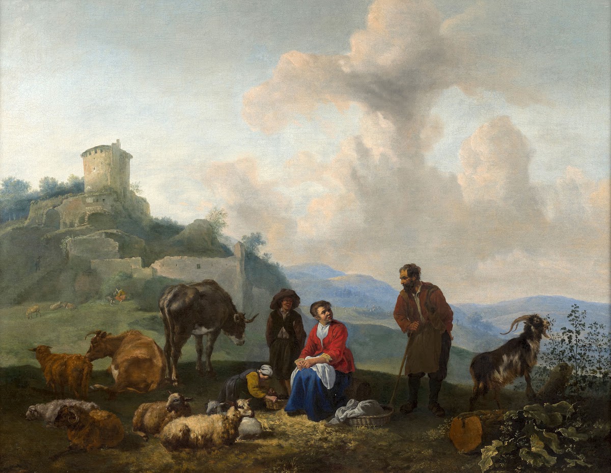 Famille de bergers au pied de ruines antiques et Famille de bergers au bord dune