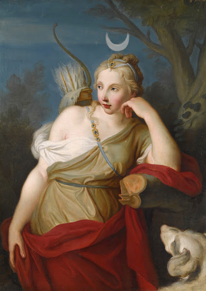 Diana Goddess Of The Hunt Leaning Against A Tree