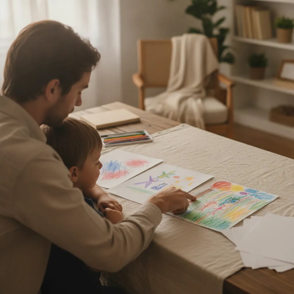Art therapy benefits for kids include confidence, caregiver connection, and tracking emotional growth through artwork