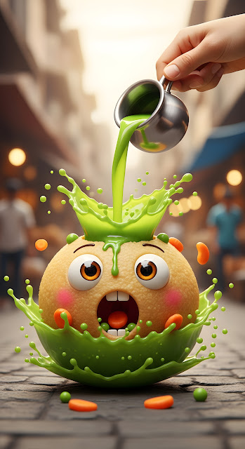 Cute Orange Character Splashed with Green Liquid Juice - Free mobile Wallpaper