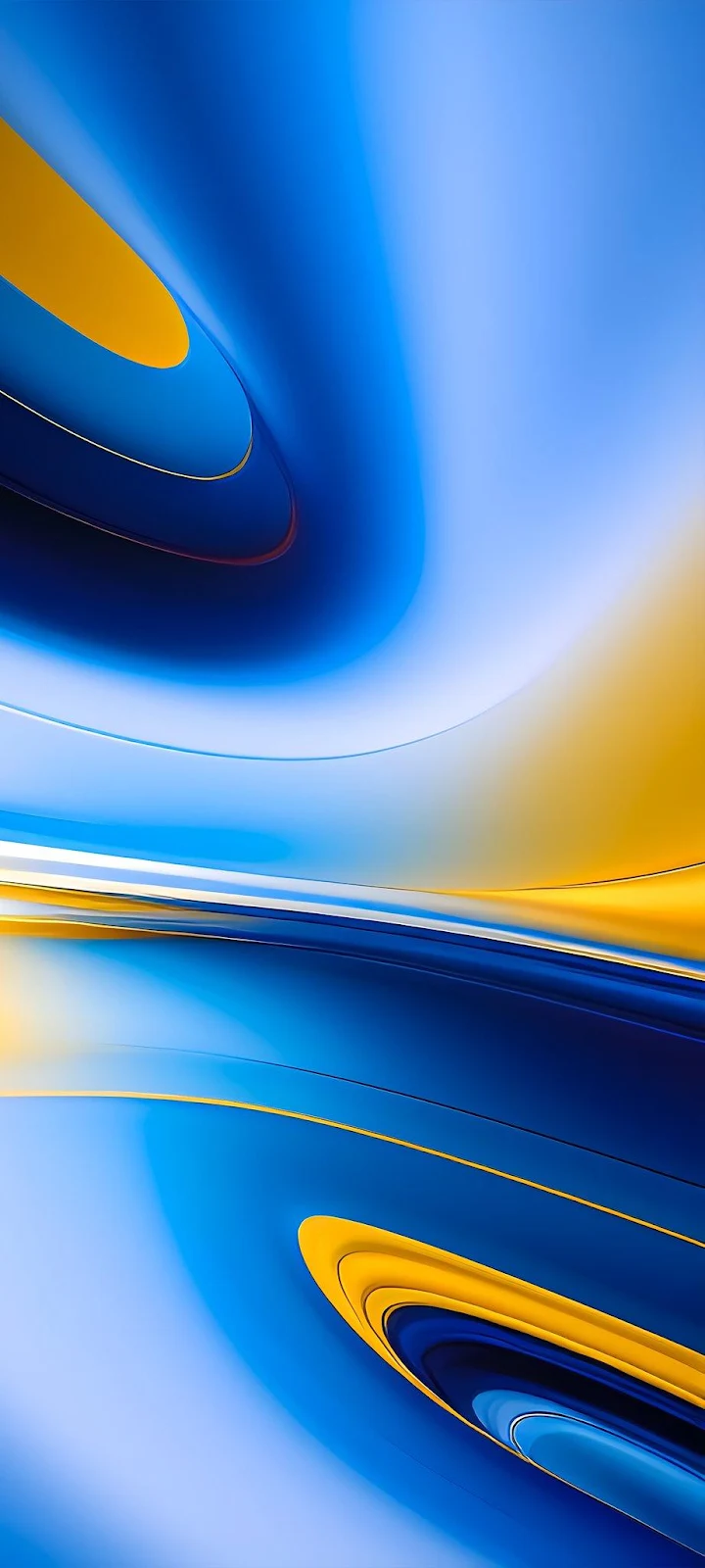 Abstract Blue And Yellow Waves - Digital Abstract Art iPhone Wallpaper (922x2048)