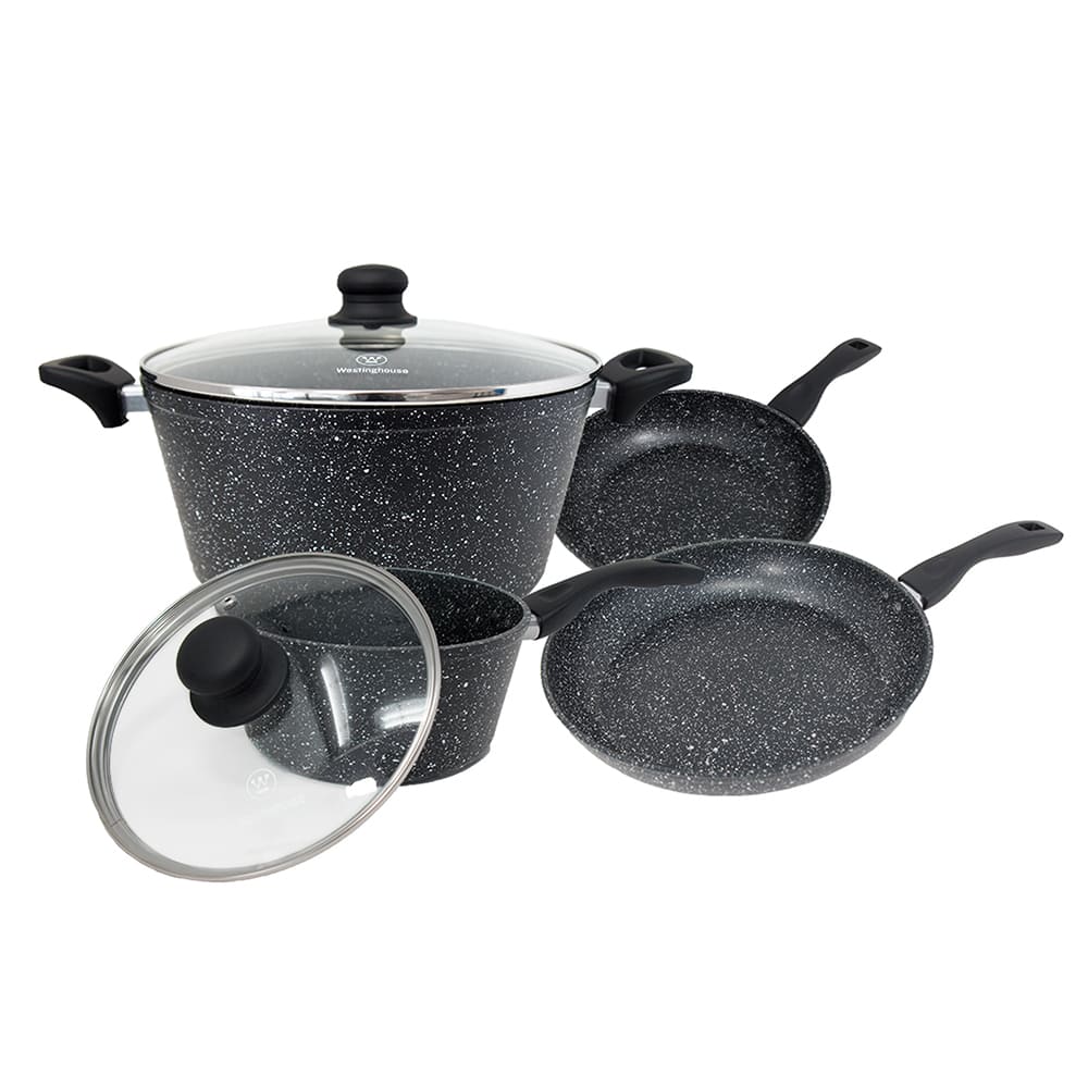 Batería de cocina de mármol antiadherente Westinghouse® 6 piezas