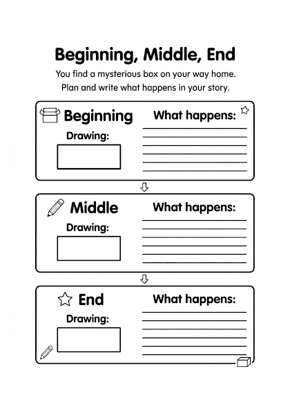 Beginning Middle End Writing Prompt Worksheet