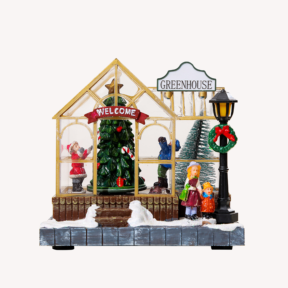 Illuminated Music Christmas House made of Resin