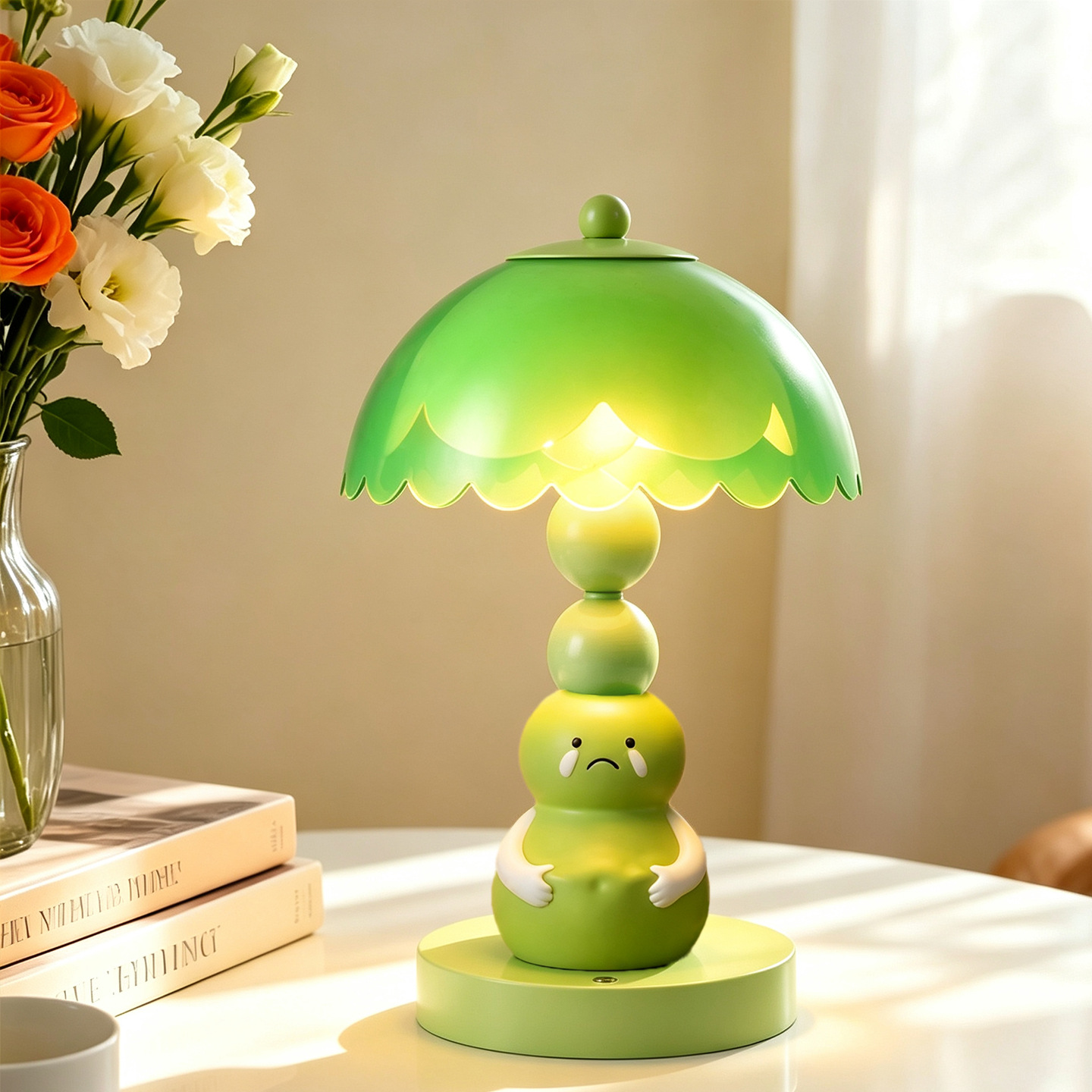 Green Pumpkin Table Lamp made of ABS Plastic