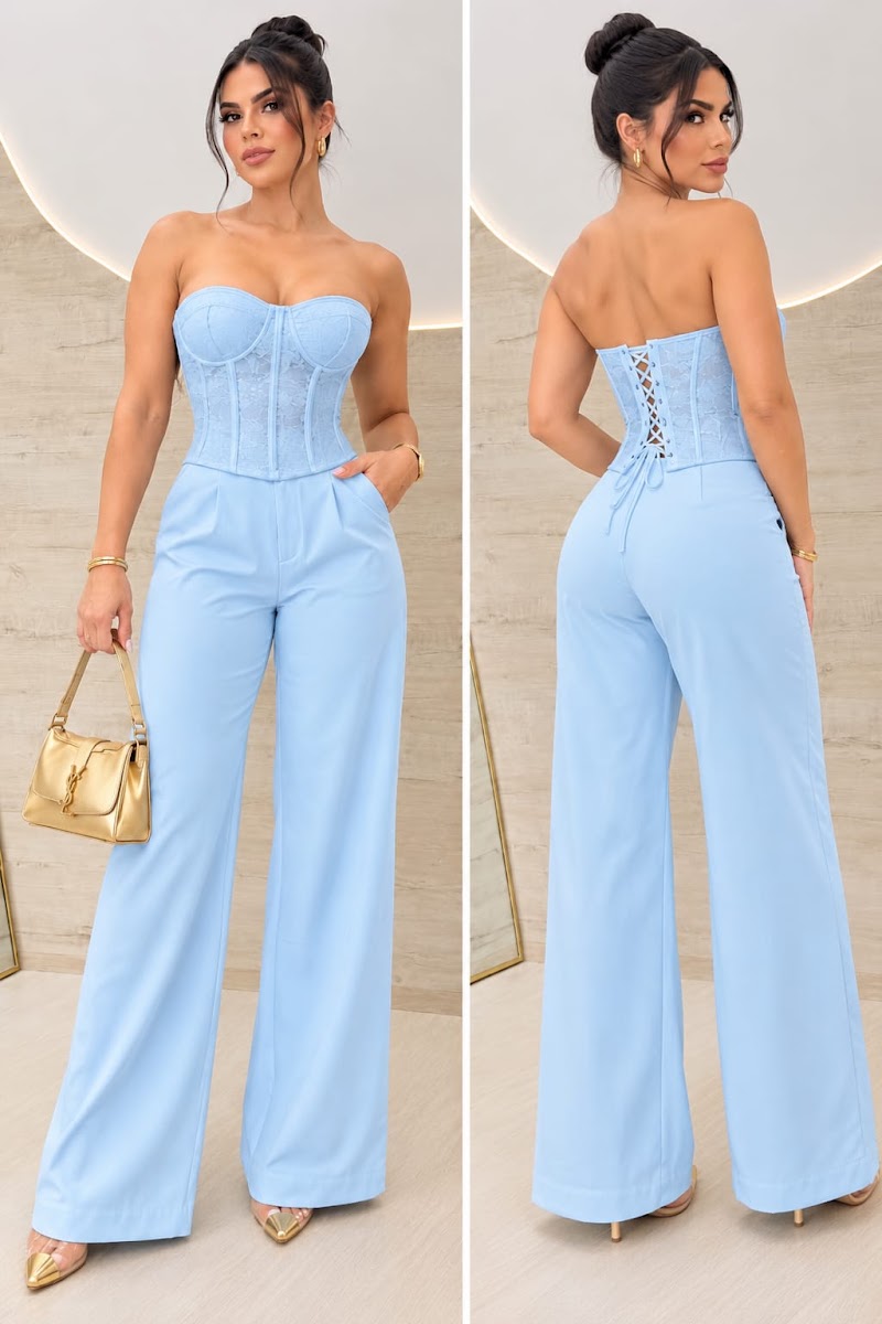 Conjunto corset y pantalón pata ancha