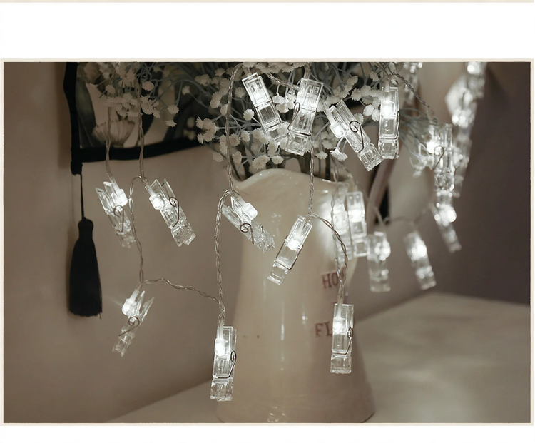 LED-Lichterkette mit Fotoclips, batteriebetrieben