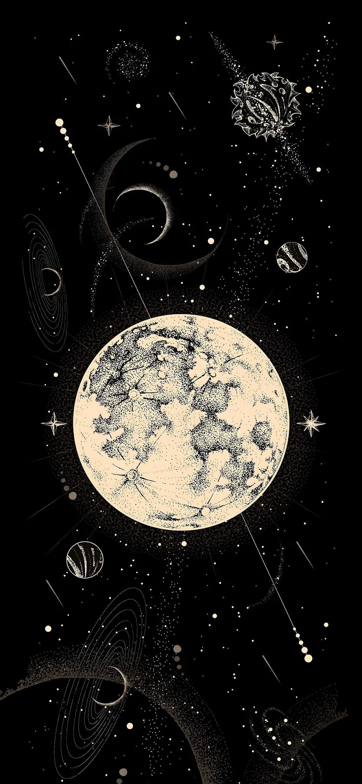 Mystical Celestial Moon Illustration - Celestial Art Full HD iPhone Wallpaper (1284x2778)