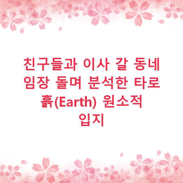친구들과 이사 갈 동네 임장 돌며 분석한 타로 흙(Earth) 원소적 입지