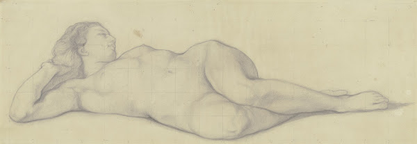 Liegender weiblicher Akt Waldnymphe ca 1862