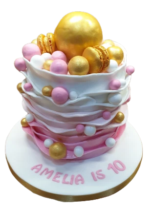 Pink & Gold Ruffle Cake CB-NC481