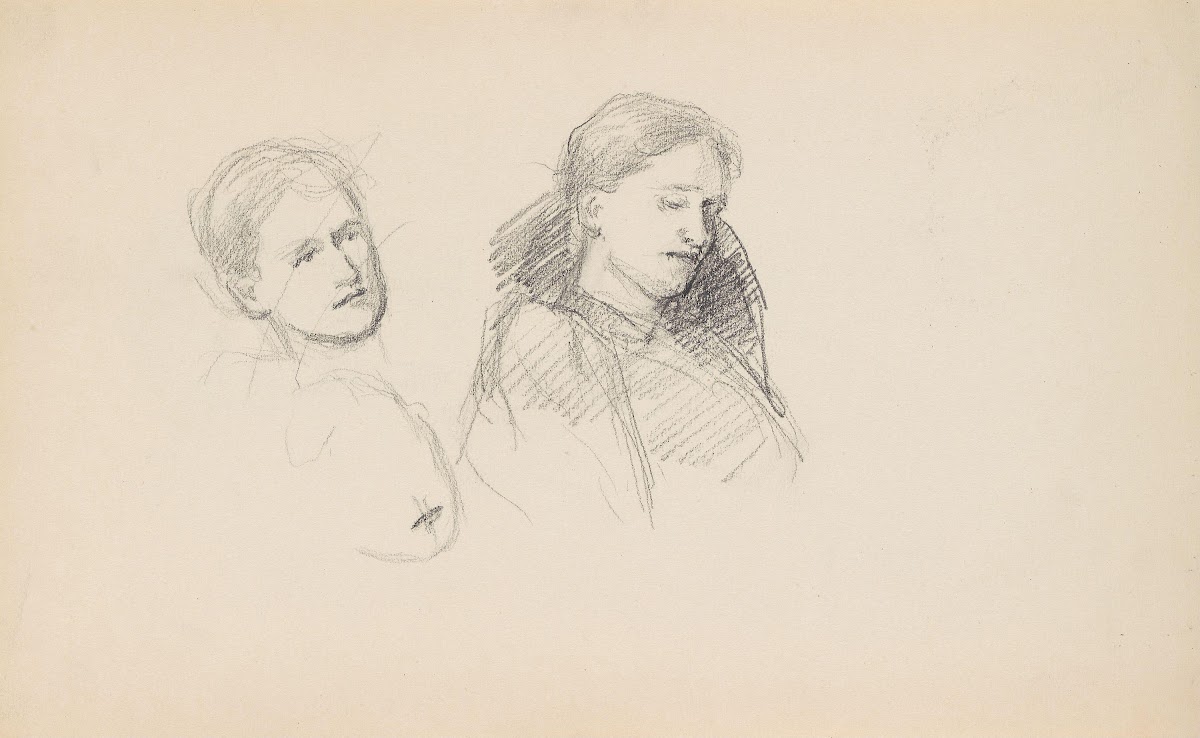 Kvinneportrett studie av hode 1893